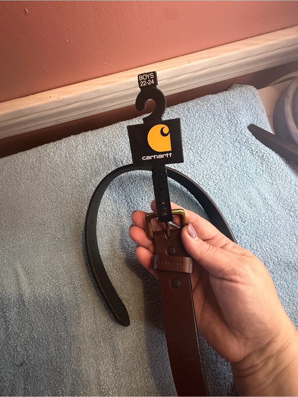 Set of 2 Carhartt youth Journeyman leather belts sizes medium and large